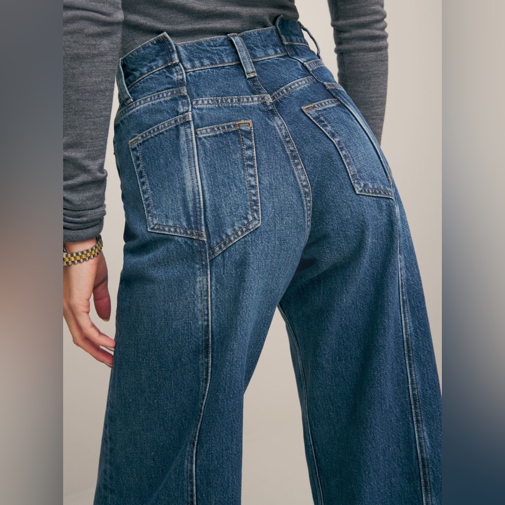 Reformation Cary High Rise Slouchy Wide Leg Jeans New 28
